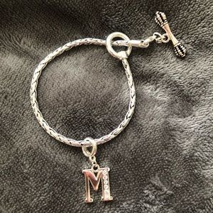 Sterling Silver M initial charm bracelet